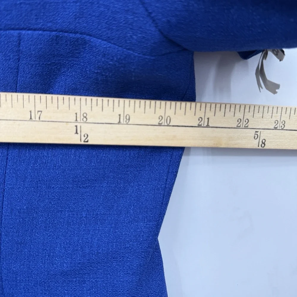 Le Suit Petite 14P Blue 2‎ Pc Skirt Suit Set Career Office Lined Short Sleeve